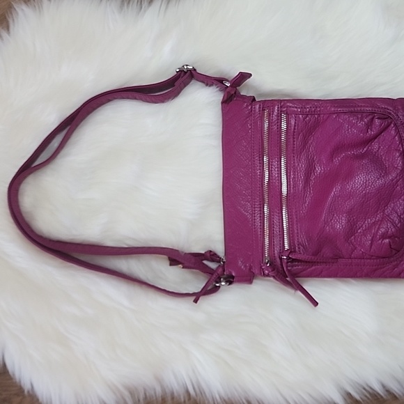 Leather Shoulder Bag/Crossbody Fuchsia - Picture 2 of 5